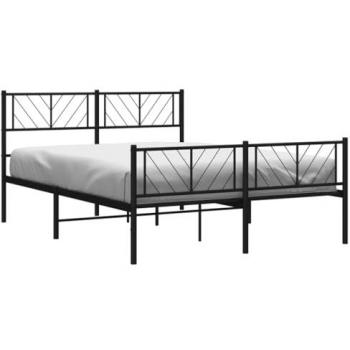 Estructura de cama metal negro con cabecero y pie de cama 140x190 cm