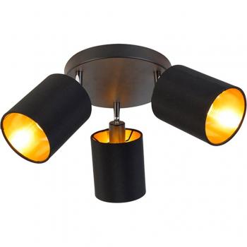 Spot negro moderno con interior dorado 3 luces textil - Lofty