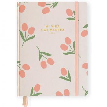 Bullet Journal Charuca Tulipanes - Cuaderno punteado con portada dura, cierre elástico y sobre interior