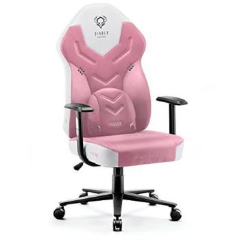 Silla Gaming Diablo X-Gamer 2.0 Tamaño Normal - Rosa Marshmallow, Diseño Ergonómico, Cojín Lumbar y Reposabrazos Confortables