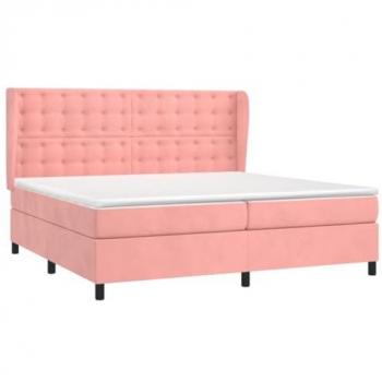 Cama box spring con colchón terciopelo rosa 200x200 cm Vidaxl Rosa