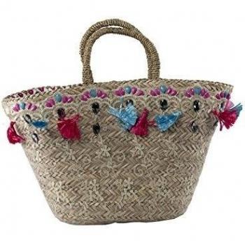 Bolsa playa piscina mujer ROMEO GIGLI beige de hombro de paja V97