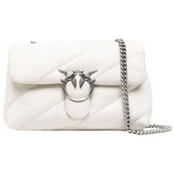 PINKO Love Puff Classic Quilted Leather Shoulder Bag for Women - White - One Size