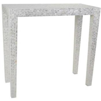 Recibidor de Madera Acabado en Capiz Gris y Crema 36 x 76 x 81 cm
