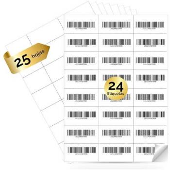 Etiqueta Adhesiva A4 Autoadhesiva para Imprimir - Pack de 25 Hojas, Compatible con Impresoras de Láser y Tinta