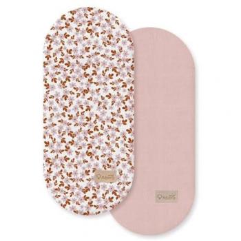 Pack 2 Bajeras Capazo Algodón Satinado y Muselina Cotton Color - Sábanas para Cochecito de bebé, 100% Muselina de algodón, tamaño 80 x 35 cm, incluye diseños Retro Flower
