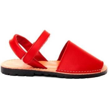 Sandalia de Piel Tipo Ibicenca en Color Rojo, Talla 28