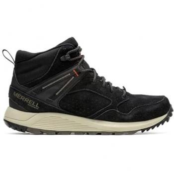 Merrell Wildwood Mid Leather Waterproof Hiking Boots for Men and Women - Black/White
