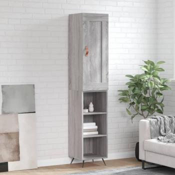 Aparador de madera contrachapada gris Sonoma 34,5x34x180 cm con 3 estantes, Mueble de Almacenaje de Salón, Buffet para salón, Armario Auxiliar, Armario de Almacen