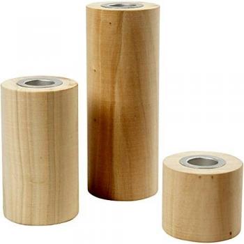 Portavelas de Pópulo, Set de 3 Piezas, Altura: 14,5+9+6,5 cm, Diámetro Interior: 2,3 cm