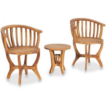 3 Piece Solid Teak Wood Garden Bistro Set