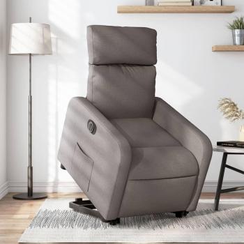 Sillón eléctrico reclinable elevable de tela gris taupe Vidaxl 467896