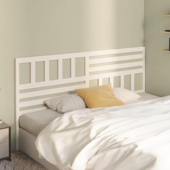 Cabecero para cama blanca de madera maciza de pino 206x4x100 cm