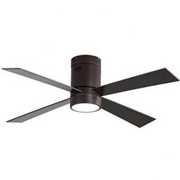 TODOLAMPARA - Ventilador de techo con luz LED 18W modelo BARINE Marrón, 3 tonalidades, 4 aspas reversibles Marrón/Haya, 3 velocidades, control remoto, memoria y temporizador, tamaño mediano