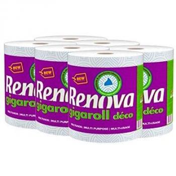 Renova Rollos de Cocina Gigarrollo Déco | 6 Gigarrollos de Cocina | Papel Blanco Decorado