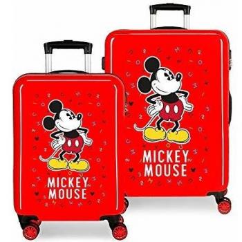 Disney Have a good day Mickey Juego de maletas Rojo 55/68 cms Rígida ABS Cierre combinación 104L 4 Ruedas dobles Equipaje de Mano