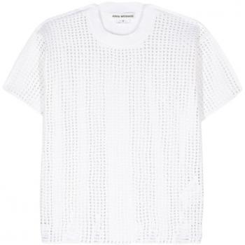 Junya Watanabe Women's Open-Knit Crewneck T-Shirt in White | Size Small | JMN009
