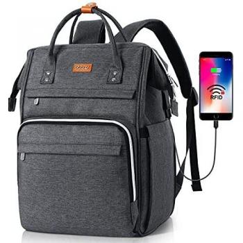 RJEU Mochila Portatil 17 Pulgadas con Bolsillo RFID,Mochila de ocio Mujer con Puerto de Carga USB para la Escolares/Escola/Negocios/Viajes