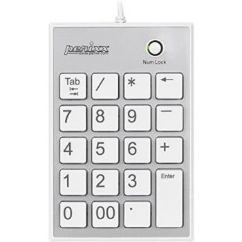 Perixx PERIPAD-202HW, Teclado numerico - Blanco - USB - Slim de 19 teclas - 2 USB-Hubs - Tecla Tab - Letra grande impresion - Teclas tijera alta calidad