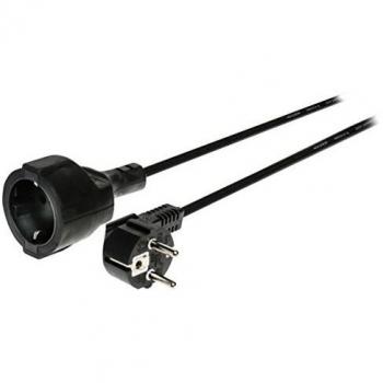 Cable alargador de alimentación H05VV-F 3G1.5mm² Schuko Macho a Hembra Negro 2 Metros