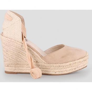 Sandalias de cuña Blogger en nude con cierre de cintas