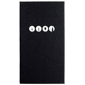Lacor Dalí collection 28102- Porta menú fabricado en Simil-Piel con fundas fijas de PVC en piel de naranja, Termosellado en color blanco, 16x28,5 cm