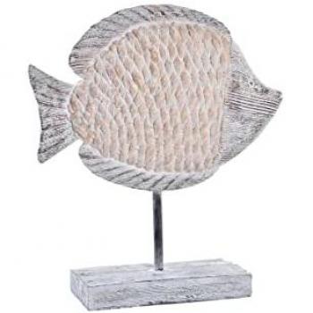 Figura Decorativa DKD Home Decor 27,4 x 9 x 32 cm Natural Gris Pez Mediterráneo, material resina, color gris, tamaño estándar