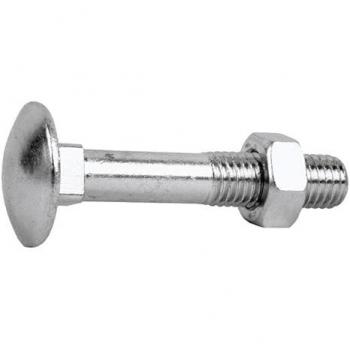 Tornillo carrocero DIN 603/934 cabeza redonda + tuerca hexagonal M-6 x 140, acero zincado, pack de 50 unidades