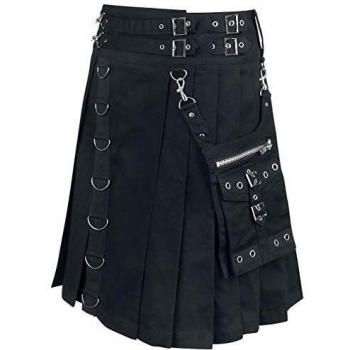 Heartless Calle Kilt Hombre Falda hasta la Rodilla Negro XXL, 98% algodón, 2% elastán,