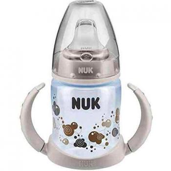 Nuk - Biberón de aprendizaje con boca de silicona, diseño de fuegos artificiales, color blanco