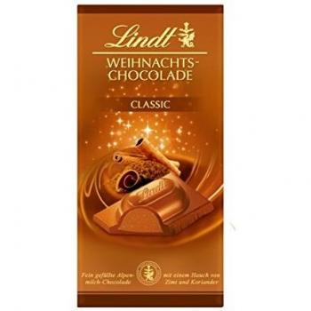Chocolate Clásico Lindt Navidad con Relleno de Nuez, 100g