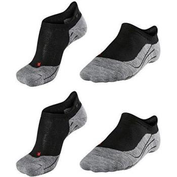 Falke RU4 Invisible Running Socks - Black/Grey, Ergonomic Cushioned, Light Volume, Size: Small (Ladies 5.5-6.5)