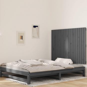 Cabecero de cama de pared gris madera maciza de pino 127,5x3x90 cm