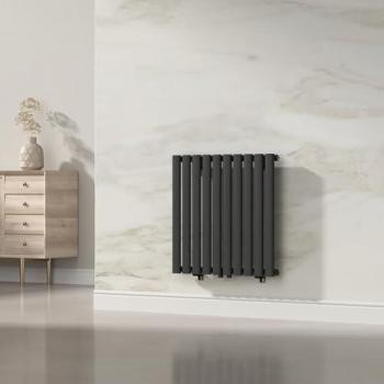 Radiador de Panel Monocapa Tubular de Acero 60x60 cm - Negro, Diseño Moderno y Conexión Inferior Central