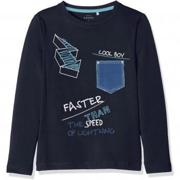 NAME IT Nmmvux LS Top N, Camisa Manga Larga para Niños, Azul Dark Sapphire, 104