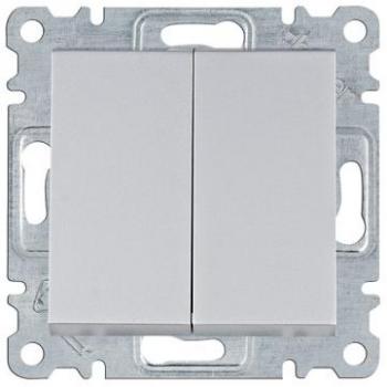 Interruptor Doble Hager Lumina Intense WL0042 Color Plata