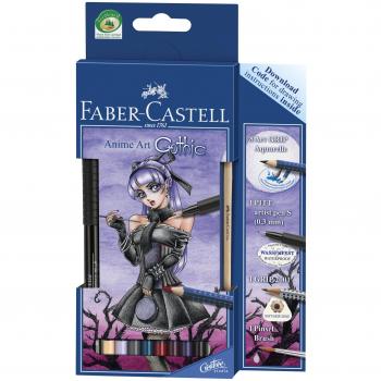 Faber-Castell 114485 - Estuche de cartón con 8 ecolápices acuarelables, lápiz grafito, pincel y rotulador, multicolor