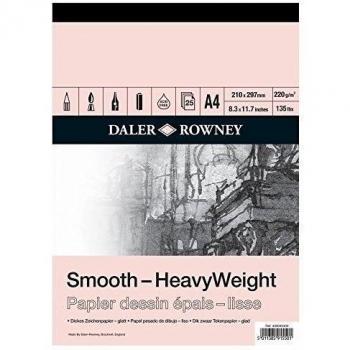 Daler Rowney Smooth Heavyweight Bloc Liso Encolado Retrato A4 220G 25 hojas