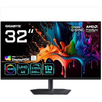 Monitor Gaming GIGABYTE MO32U2 32 QD-OLED 4K UHD - 3840 x 2160, 240Hz, 0.03ms, G-Sync Compatible, FreeSync Premium Pro,
