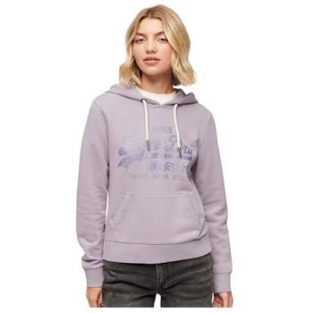 Sudadera con capucha Superdry Metallic Vintage logo lila claro mujer