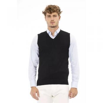 Alpha Studio Black Viscose Vest - IT48 | M, Sleeveless Knitwear, Male, Color: Black, Size: M