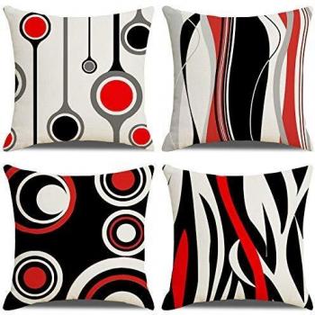 LAXEUYO Fundas de Cojín 45x45 cm Funda de Almohada Cuadrado Juego de 4 Cojines Decorativos para Sofa,Exterior