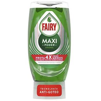 Fairy Maxi Poder Lavavajillas Antigoteo 370ml: Limpieza Rápida y Eficaz, Elimina Grasa y Brilla Superficies