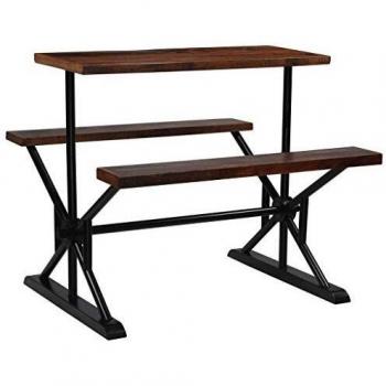 vidaXL Acacia Mesa Bar con Bancos 120x50x107 cm Madera Mesilla Taburete Mueble