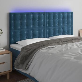 Cabecero LED Terciopelo Azul Oscuro 160x5x118/128 cm