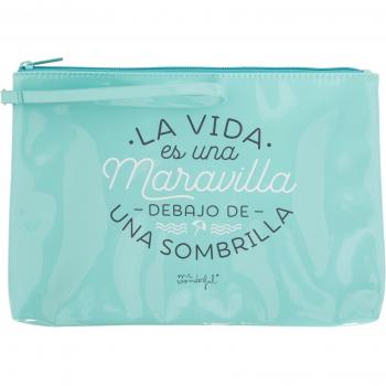Mr.Wonderful Neceser de Playa La Vida Es Una Maravilla Debajo De Una Sombrilla, Color Verde