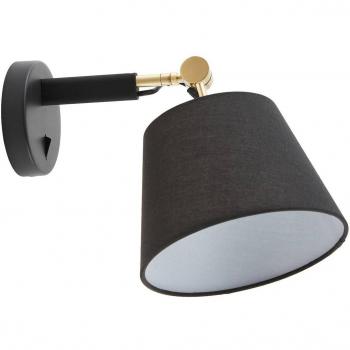 Aplique de pared Lucande Marvaine, negro/oro, regulable, lámpara de pared en metal con 1 llama E27 para salón y comedor