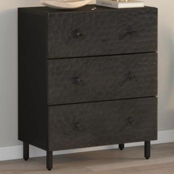 Aparador de madera maciza de mango negro 60x33x75 cm, mueble de almacenaje para salón, buffet, armario auxiliar y armario de almacenamiento