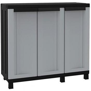 Armadietto Multifuncional TERRY Twist Black 102B, 3 Puertas y 1 Balda, Resina Plástica, Dimensiones: 102x39x91,5 cm, Ideal para Interior y Exterior