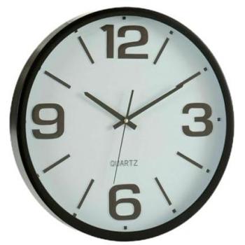 Reloj de Pared Blanco Negro Cristal Plástico 40 x 5 x 40 cm (6 Unidades)